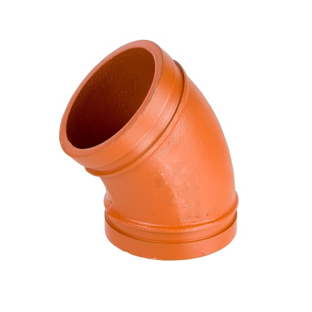 Usa Industrials Grooved Pipe Fitting - Ductile Iron Orange Enamel-Coated - 45 Degree Elbow - 4 Grooved End ZUSA-PF-19860